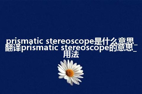 prismatic stereoscope是什么意思_翻译prismatic stereoscope的意思_用法