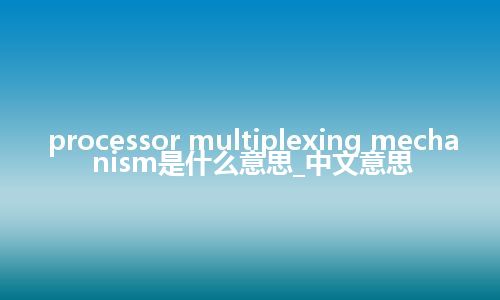 processor multiplexing mechanism是什么意思_中文意思