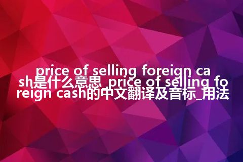 price of selling foreign cash是什么意思_price of selling foreign cash的中文翻译及音标_用法