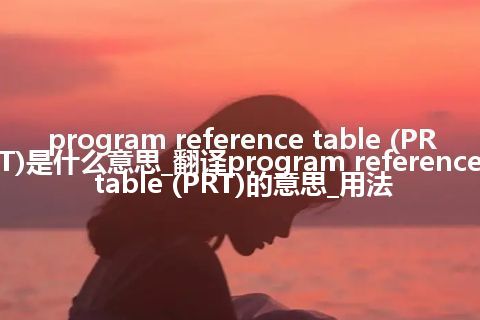 program reference table (PRT)是什么意思_翻译program reference table (PRT)的意思_用法
