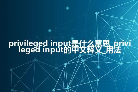 privileged input是什么意思_privileged input的中文释义_用法