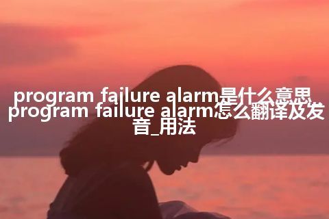 program failure alarm是什么意思_program failure alarm怎么翻译及发音_用法