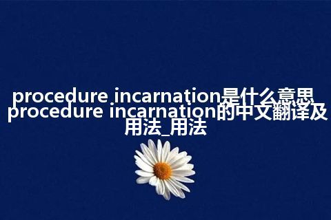 procedure incarnation是什么意思_procedure incarnation的中文翻译及用法_用法