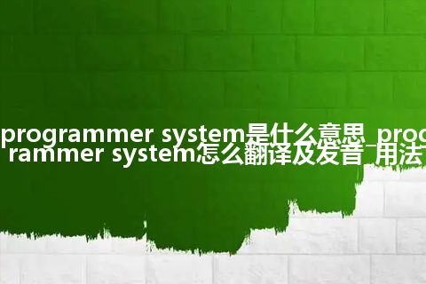 programmer system是什么意思_programmer system怎么翻译及发音_用法