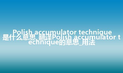 Polish accumulator technique是什么意思_翻译Polish accumulator technique的意思_用法
