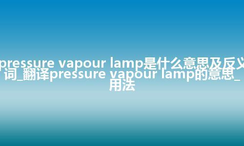 pressure vapour lamp是什么意思及反义词_翻译pressure vapour lamp的意思_用法