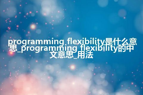 programming flexibility是什么意思_programming flexibility的中文意思_用法