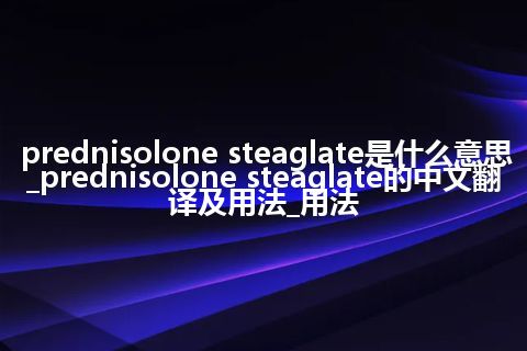 prednisolone steaglate是什么意思_prednisolone steaglate的中文翻译及用法_用法