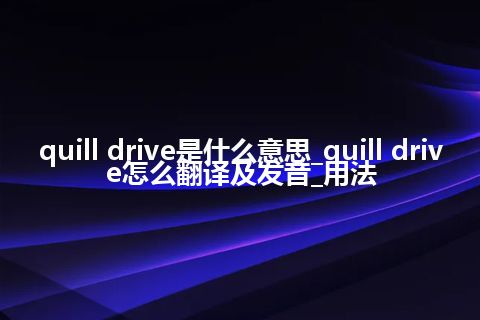quill drive是什么意思_quill drive怎么翻译及发音_用法