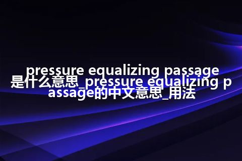 pressure equalizing passage是什么意思_pressure equalizing passage的中文意思_用法