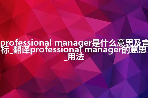 professional manager是什么意思及音标_翻译professional manager的意思_用法