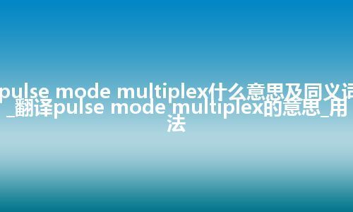 pulse mode multiplex什么意思及同义词_翻译pulse mode multiplex的意思_用法
