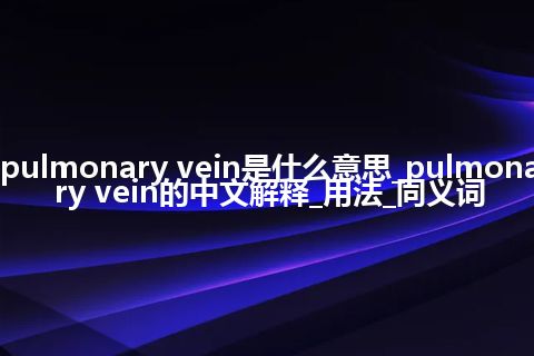 pulmonary vein是什么意思_pulmonary vein的中文解释_用法_同义词
