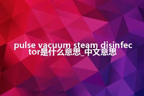 pulse vacuum steam disinfector是什么意思_中文意思