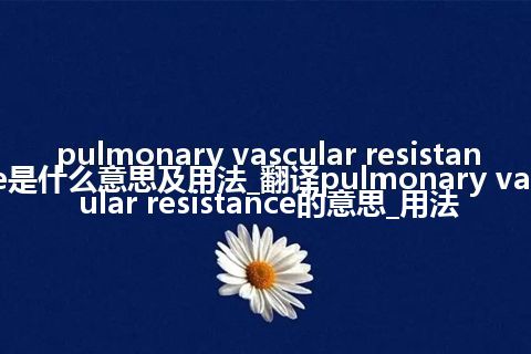 pulmonary vascular resistance是什么意思及用法_翻译pulmonary vascular resistance的意思_用法
