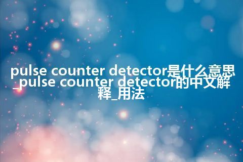 pulse counter detector是什么意思_pulse counter detector的中文解释_用法