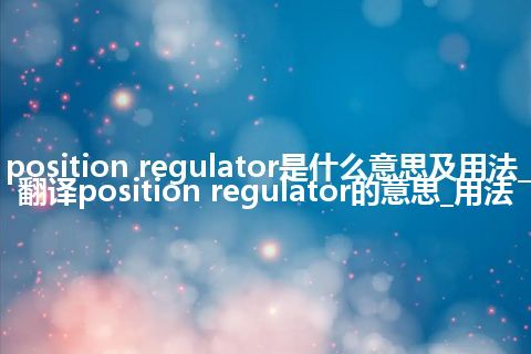 position regulator是什么意思及用法_翻译position regulator的意思_用法