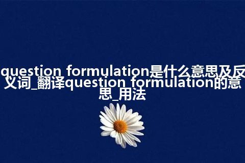 question formulation是什么意思及反义词_翻译question formulation的意思_用法