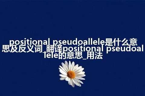 positional pseudoallele是什么意思及反义词_翻译positional pseudoallele的意思_用法