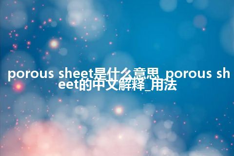 porous sheet是什么意思_porous sheet的中文解释_用法