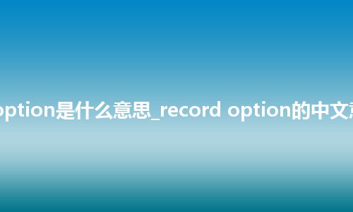 record option是什么意思_record option的中文意思_用法