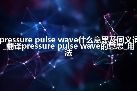 pressure pulse wave什么意思及同义词_翻译pressure pulse wave的意思_用法