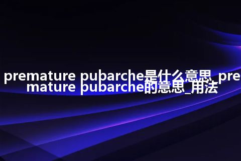 premature pubarche是什么意思_premature pubarche的意思_用法