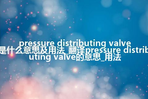 pressure distributing valve是什么意思及用法_翻译pressure distributing valve的意思_用法