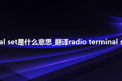 radio terminal set是什么意思_翻译radio terminal set的意思_用法