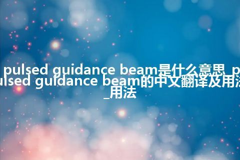 pulsed guidance beam是什么意思_pulsed guidance beam的中文翻译及用法_用法