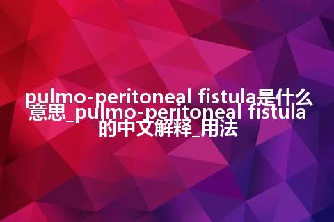 pulmo-peritoneal fistula是什么意思_pulmo-peritoneal fistula的中文解释_用法