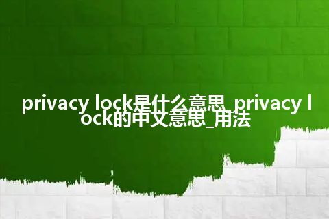 privacy lock是什么意思_privacy lock的中文意思_用法