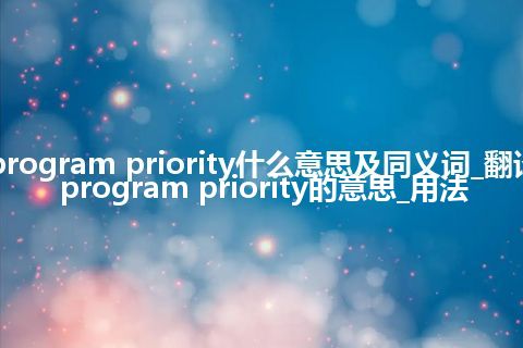 program priority什么意思及同义词_翻译program priority的意思_用法