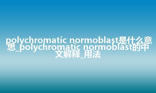 polychromatic normoblast是什么意思_polychromatic normoblast的中文解释_用法