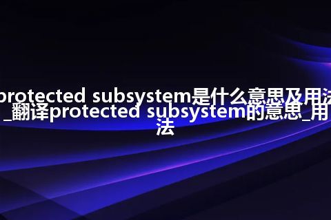 protected subsystem是什么意思及用法_翻译protected subsystem的意思_用法