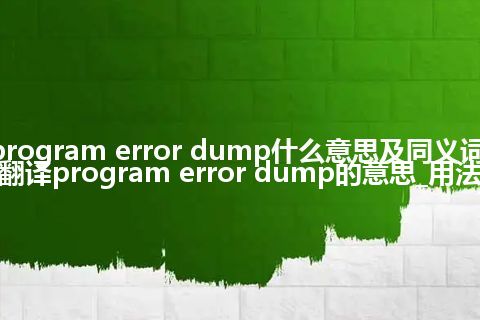 program error dump什么意思及同义词_翻译program error dump的意思_用法