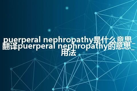 puerperal nephropathy是什么意思_翻译puerperal nephropathy的意思_用法