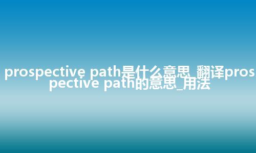 prospective path是什么意思_翻译prospective path的意思_用法