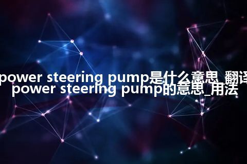 power steering pump是什么意思_翻译power steering pump的意思_用法