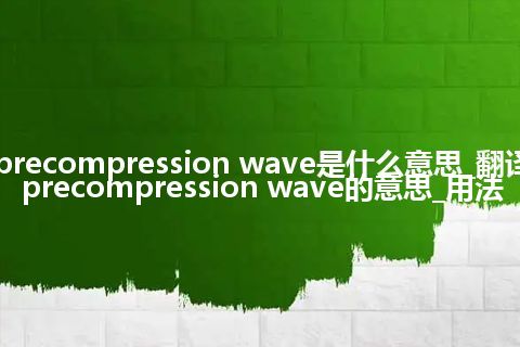 precompression wave是什么意思_翻译precompression wave的意思_用法
