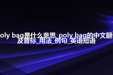 poly bag是什么意思_poly bag的中文翻译及音标_用法_例句_英语短语