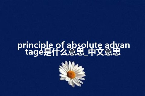 principle of absolute advantage是什么意思_中文意思