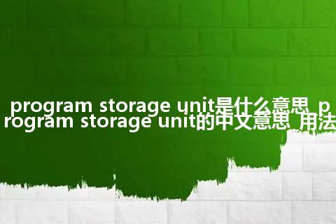 program storage unit是什么意思_program storage unit的中文意思_用法
