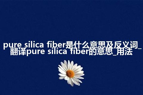 pure silica fiber是什么意思及反义词_翻译pure silica fiber的意思_用法