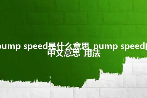 pump speed是什么意思_pump speed的中文意思_用法