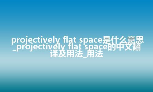 projectively flat space是什么意思_projectively flat space的中文翻译及用法_用法