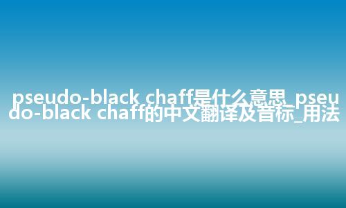 pseudo-black chaff是什么意思_pseudo-black chaff的中文翻译及音标_用法