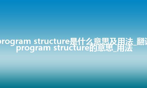 program structure是什么意思及用法_翻译program structure的意思_用法