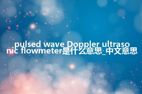pulsed wave Doppler ultrasonic flowmeter是什么意思_中文意思