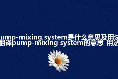 pump-mixing system是什么意思及用法_翻译pump-mixing system的意思_用法